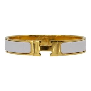 Hermès White / Gold And Clic Bracelet